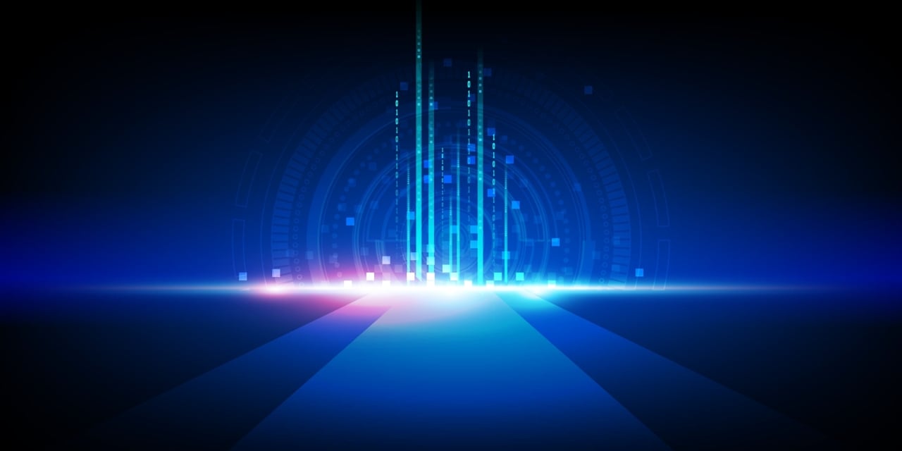 Abstract image with blue light beams.