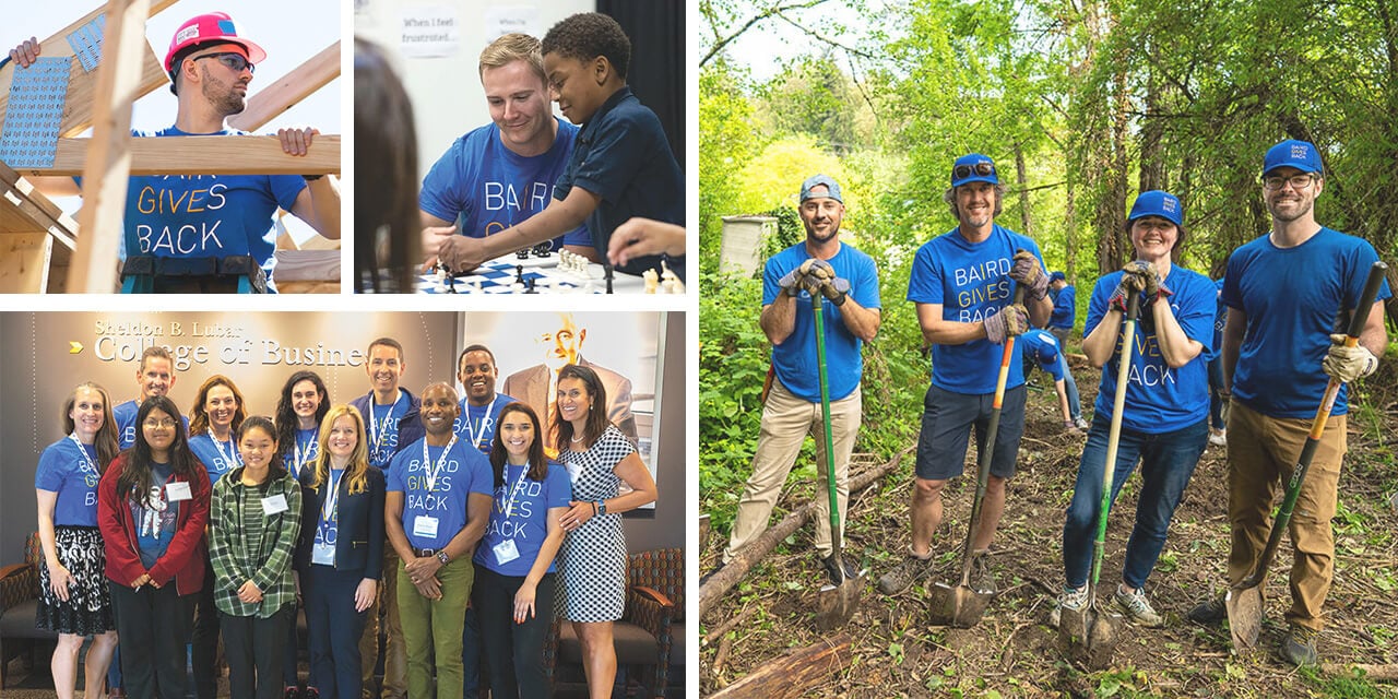 Collage of Nexus associates volunteering in various settings